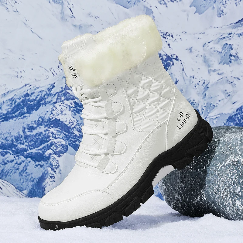 

Large cotton shoes winter new high top plush warm shoes outdoor waterproof snow boots mid top sports and leisure men's boots