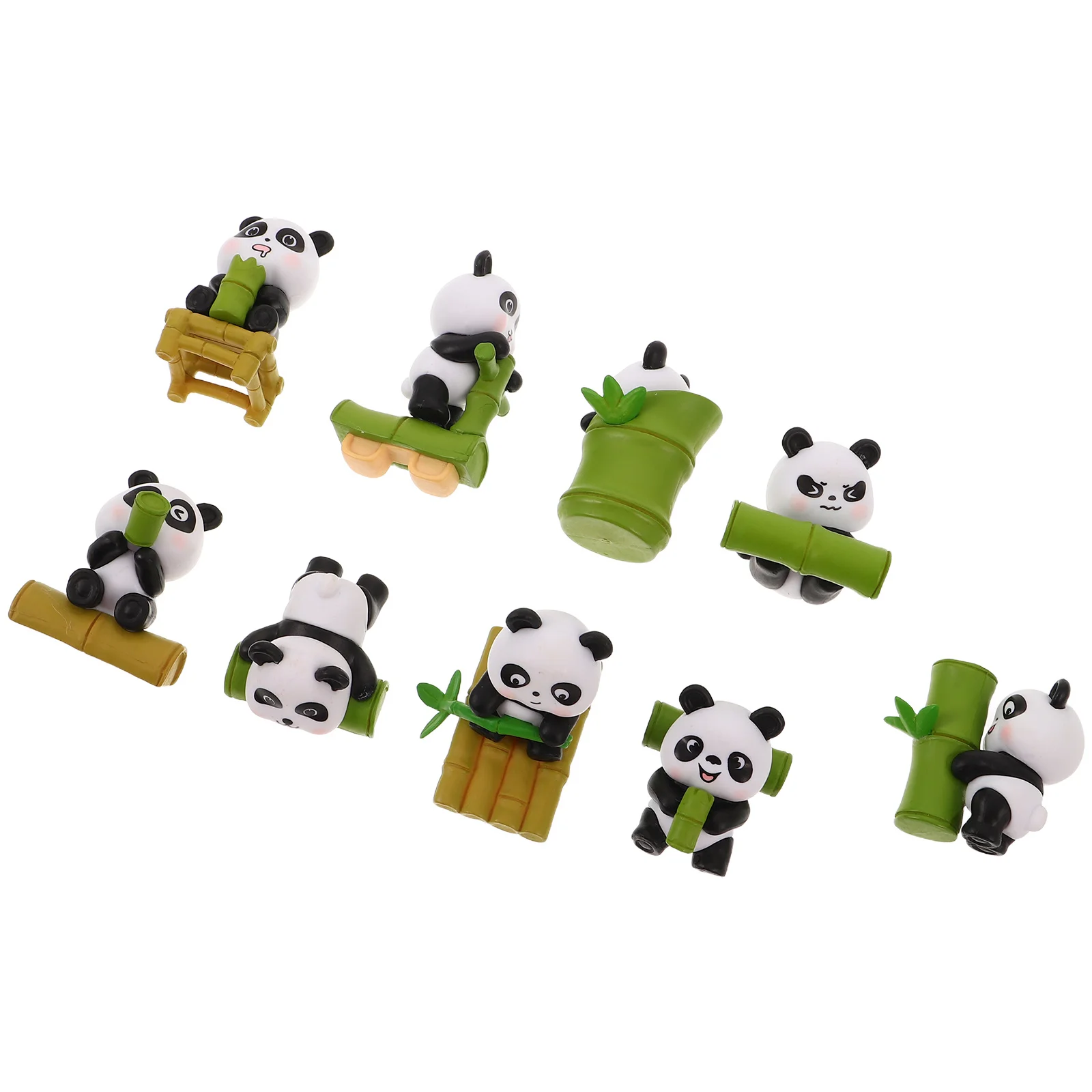 

9pcs Mini Panda Figurines Hand Carved Animal Models For Garden Decor Panda Cake Topper Kids Party Supplies Outdoor Wildlife