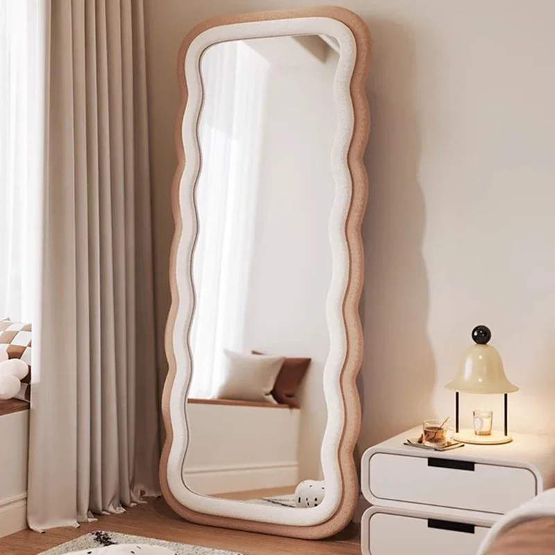 Wavy Living Room Mirror Girls Irregular Cute Long Luxury Nordic Aesthetic Mirror Full Body Portable Spiegel Wand Home Products