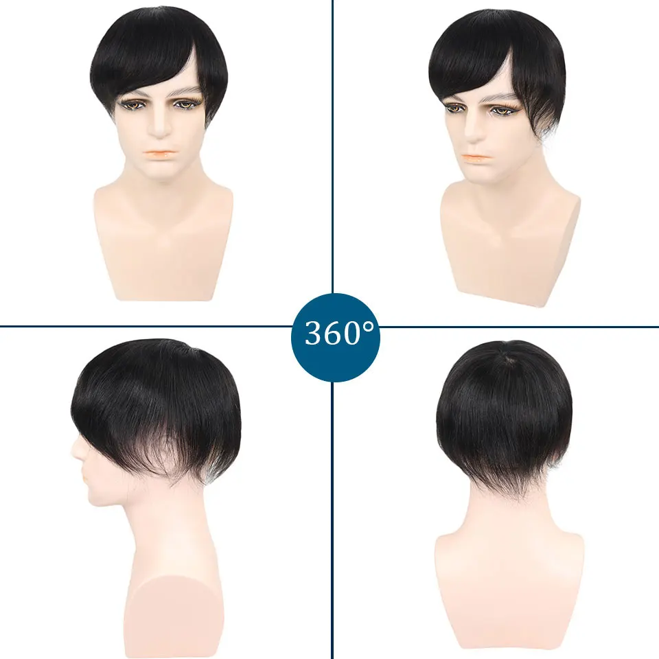 Toupee de cabello humano con base de encaje suizo y seda, baja densidad, realista, para hombre, prótesis 6