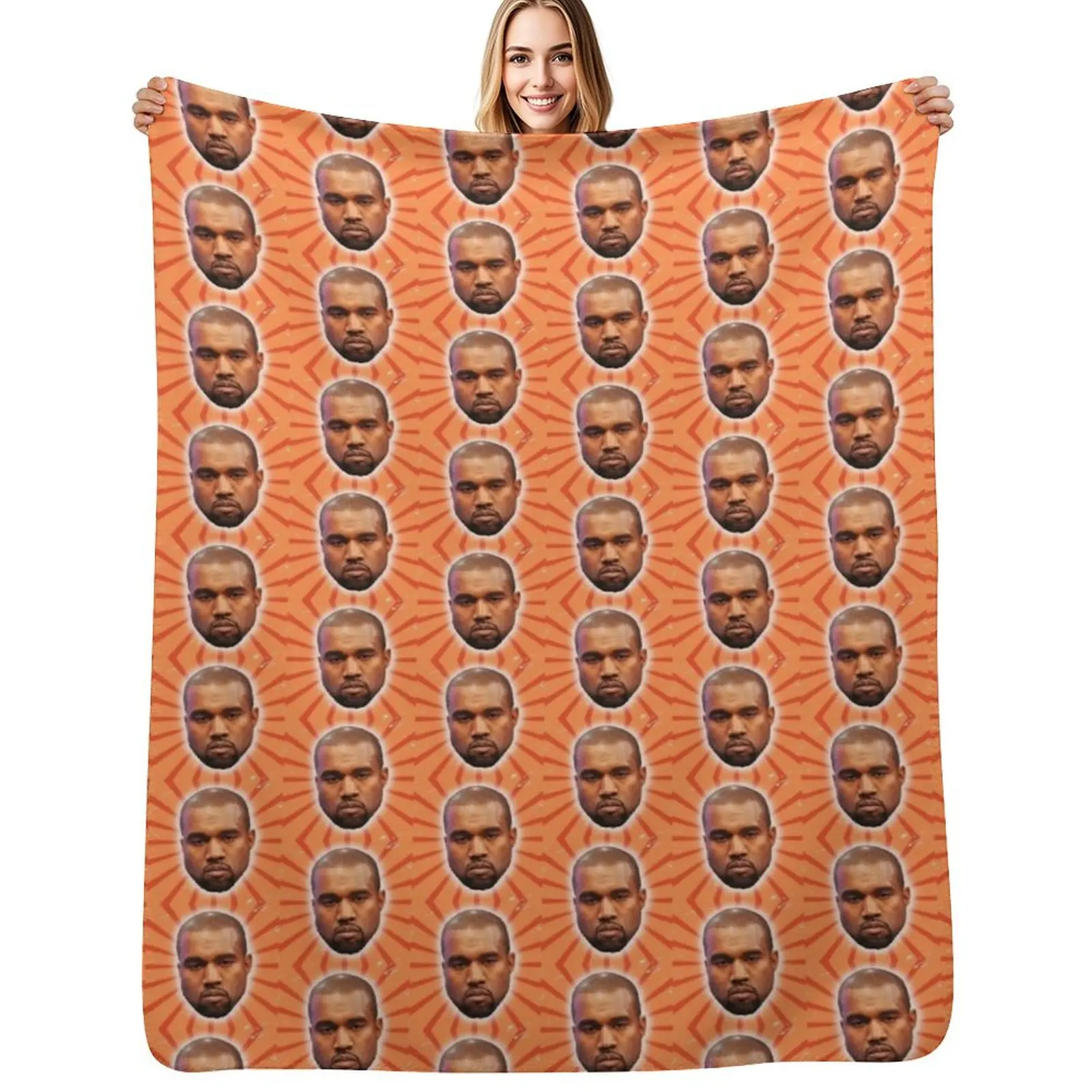 Kanye west meme face Throw Blanket Fluffy Cozy Throw Blanket for Home Decor