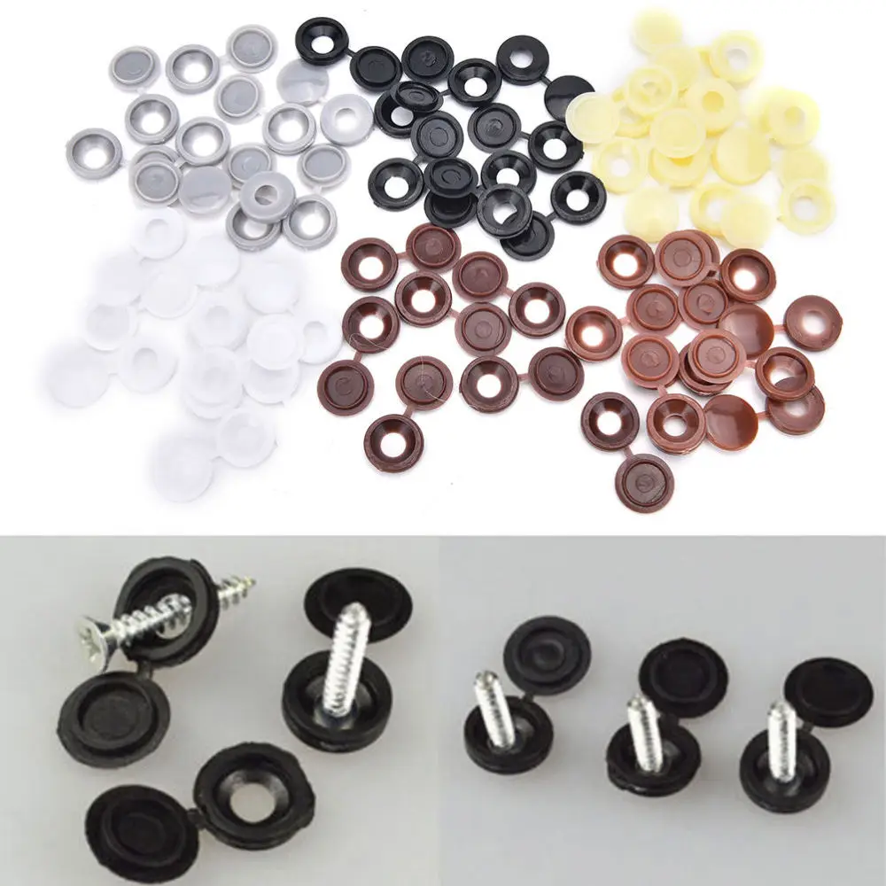 50pcs 12.5mm Screw Caps Hinged Plastic Screw Cap Cover Fold Snap Protective Cap Button for 3mm-4mm Shank Diameter Screws