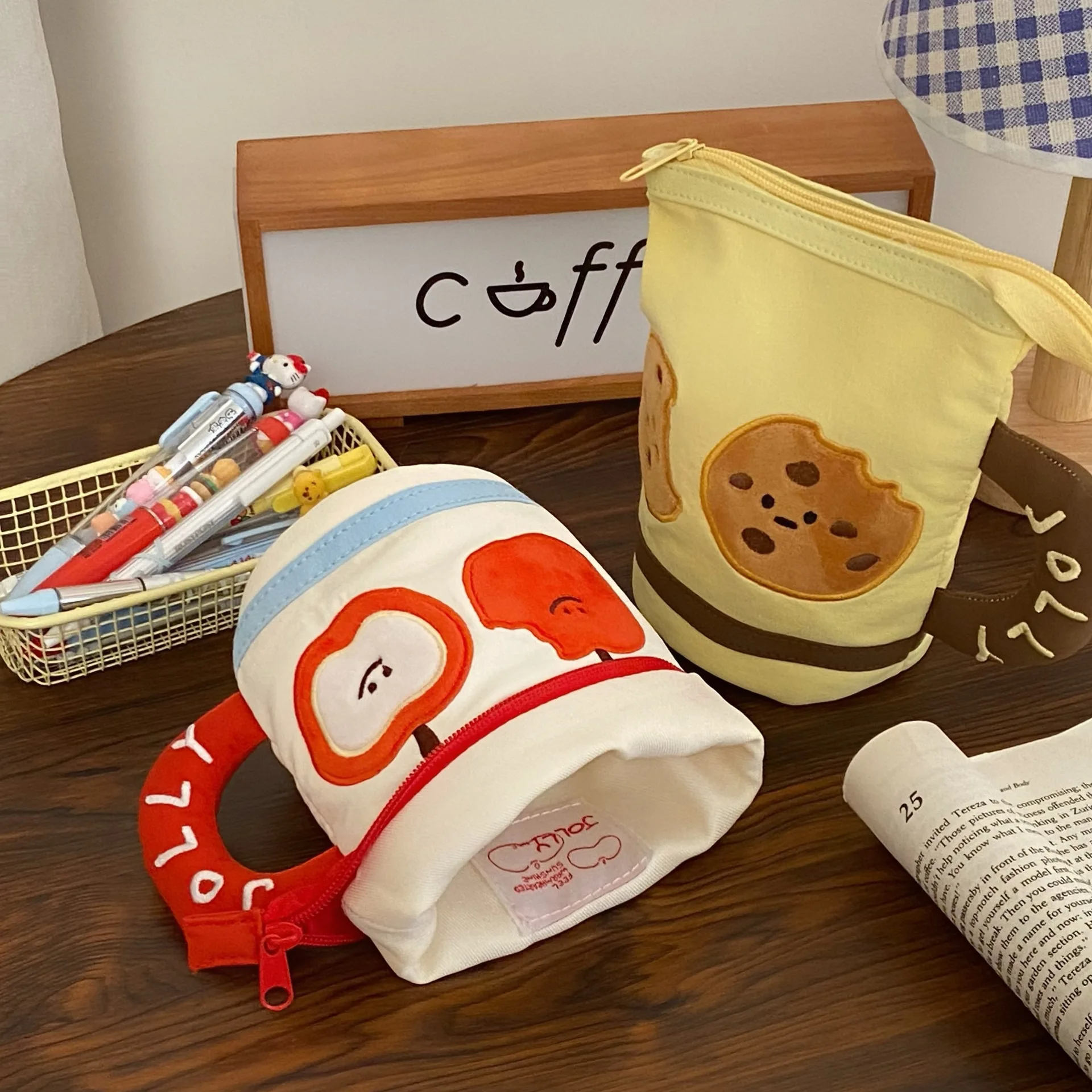 Ladies' Cosmetic Bags Creative Cartoon Water High Quality Storage Bag Pencil Cases For Students Cup Funny Kawaii Multifunctional