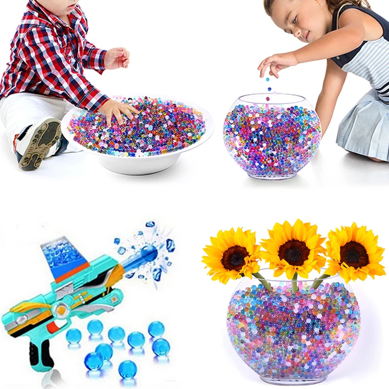 10000pcs Water Gel Balls Hydrogel Pearl Shaped Crystal Soil Water Beads Mud Growing Ball Kids Toy Plant Vase Decoration 9-11cm