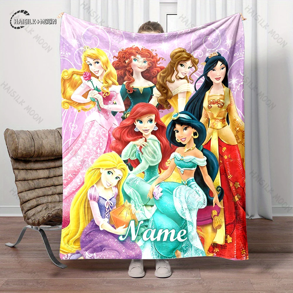

Custom Name Personalized Blanket Disney Princess Print Adult Children Warm Blankets and Comfortable Blanket Holiday Girl Gifts