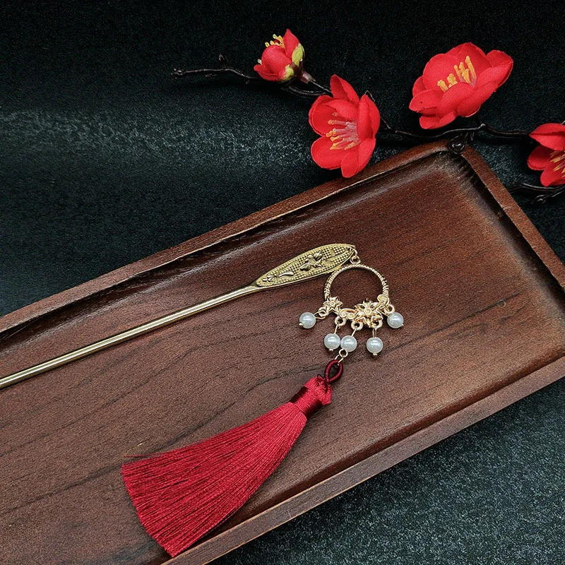 

Головные уборы ханьфу в древнем стиле, заколки с кисточками, резные ступеньки, высококачественные аксессуары для волос в стиле феи