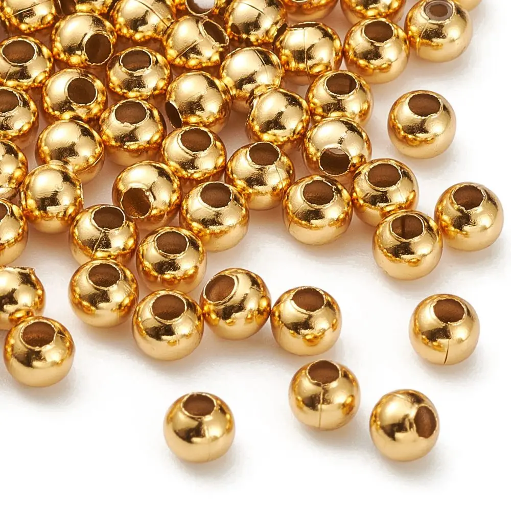 

100pcs 4mm 5mm 304 Stainless Steel Beads Round Loose Spacer Bead Golden Color for Jewelry Making DIY Bracelet Necklace 4x3.5mm