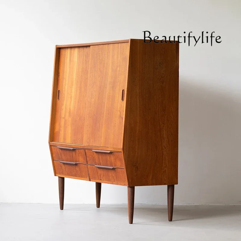 

qU Medieval furniture, household simple chest, retro style drawer, cherry wood, Myanmar teak custom