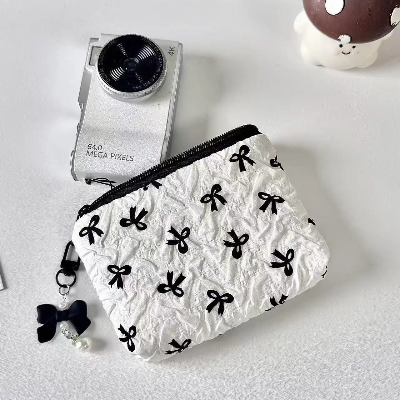 الكورية نمط جديد حقيبة صغيرة جديدة القوس محفظة نسائية للعملات المعدنية فتاة سعة كبيرة بطاقة CCD حقيبة التخزين أحمر الشفاه حقيبة مستحضرات التجميل حقيبة سماعة الرأس #3