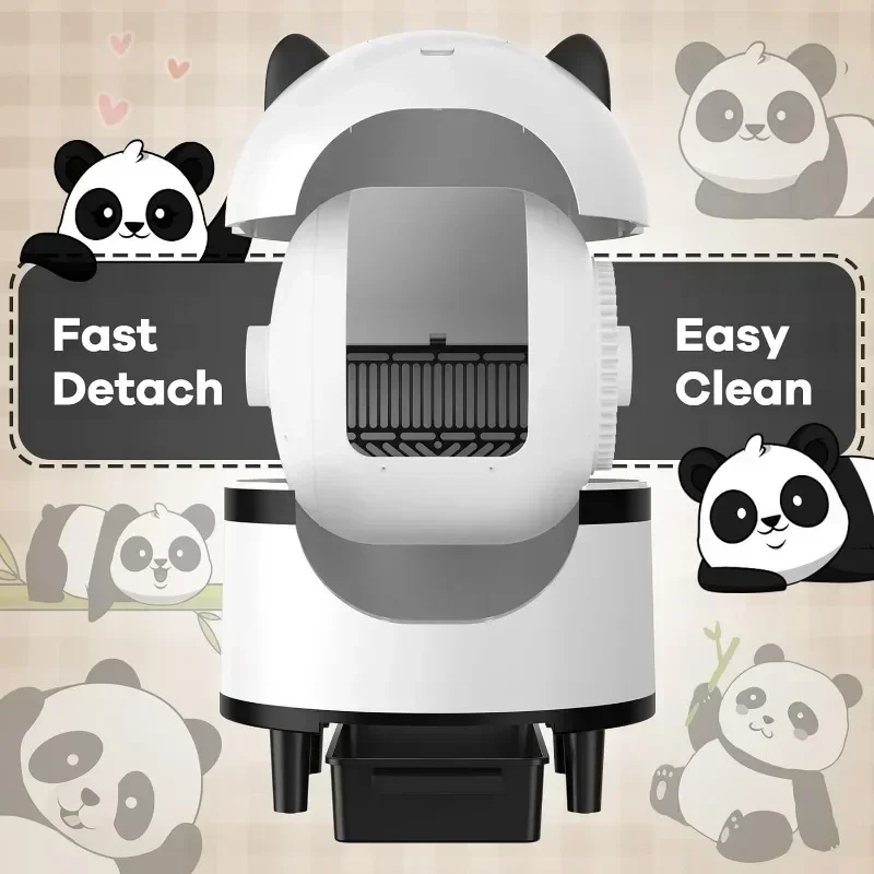 Dobra Samoczyszcząca Się Kuweta dla Kota, Dla Wielu Kotów z Kontrolą Aplikacją Usuwanie Zapachów Ochrona Bezpieczeństwa 2 Rolki Worków na Śmieci