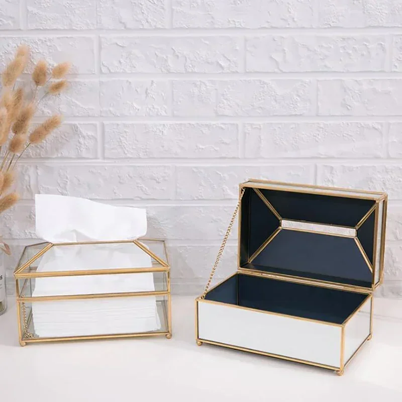 

Brass Decoration / Mirror for Box Glass Facial Rectangular Napkin Tissue Automotive Car Holder Type Home Clear Office,