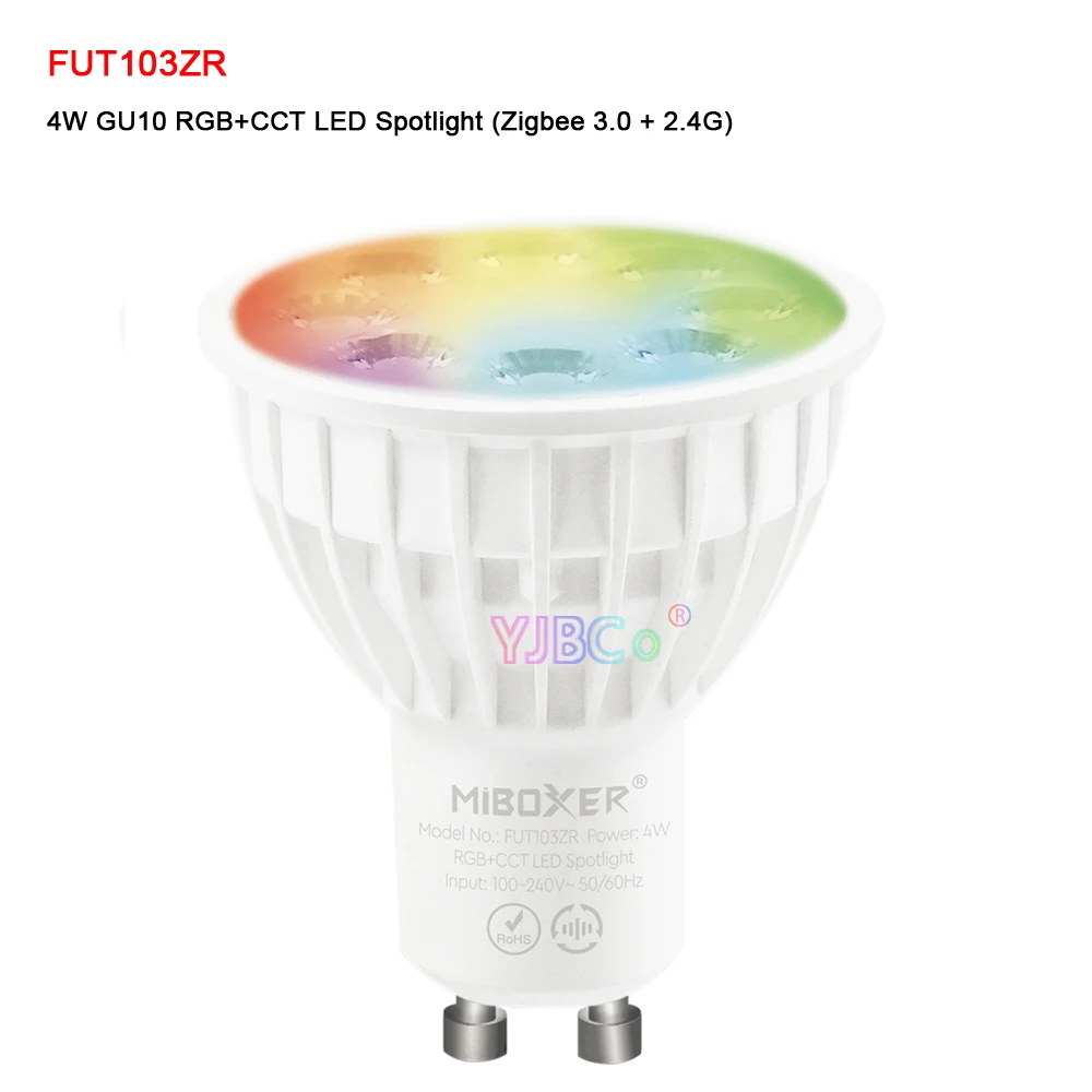 Miboxer 4W GU10 Smart LED Spotlight RGB+CCT Light Bulb 2.4G switch/Zigbee 3.0 Remote/DMX512 LED transmitter Control AC 110V-220V