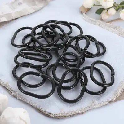 

20pcs Curtain Hooks Black Snap Closure Shower Curtain Hooks No Tool Installation Heavy Duty Plastic Rings For Bathroom Shower