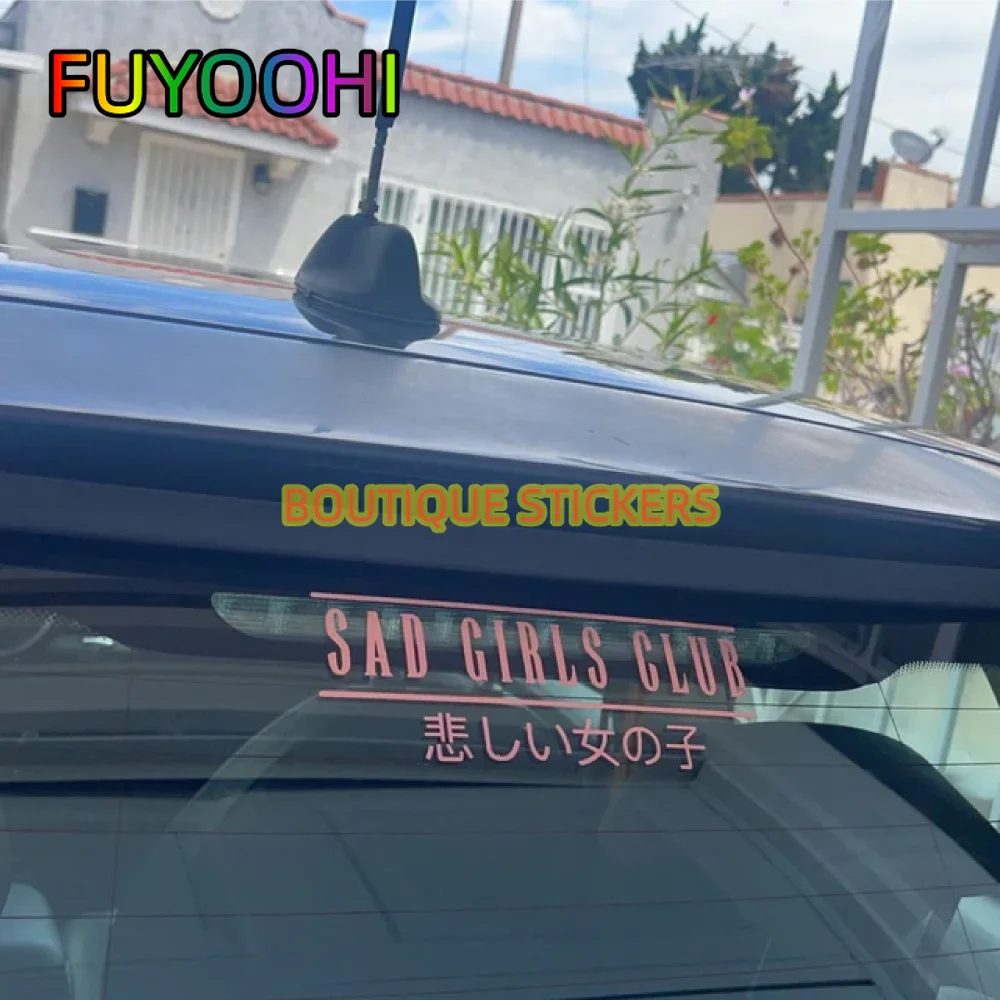 

FUYOOHI JDM Sticker Sad Girl Club Car Decals, Car Accessories Women Stickers Vinyl Waterproof Exterior Decorate