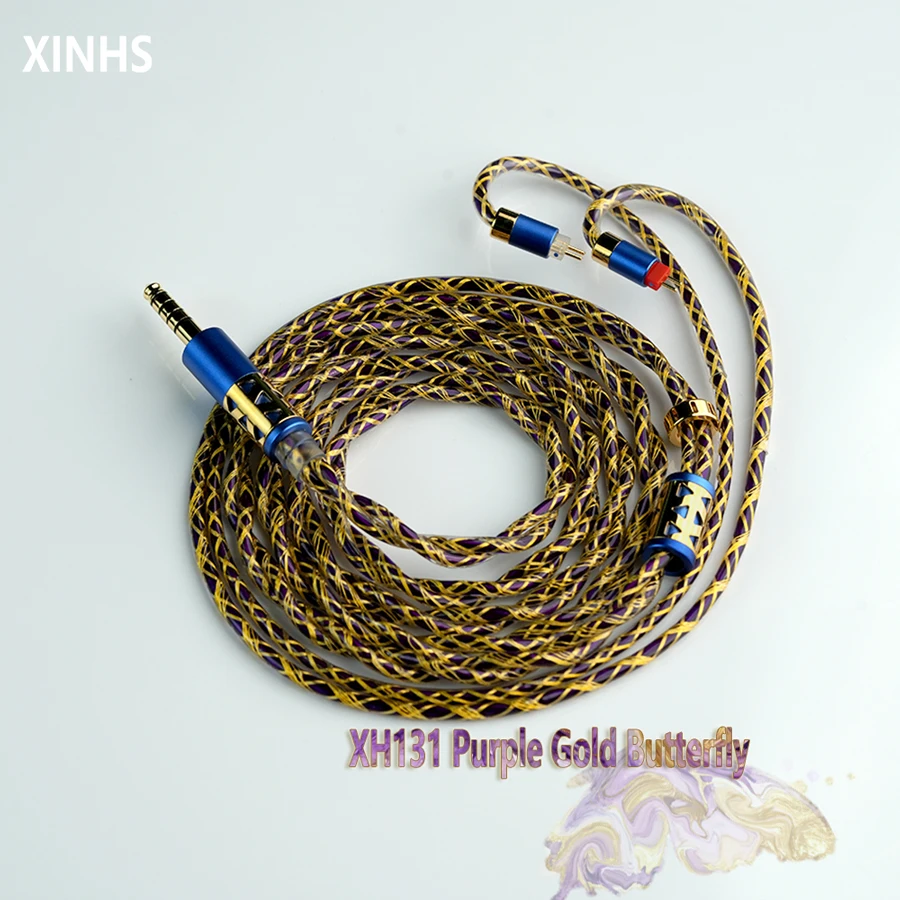 

XINHS XH131 Purple Gold Butterfly 2-core 7N OCC+Silver Plated Conductor HiFi Earphone Upgrade Cable | Litz