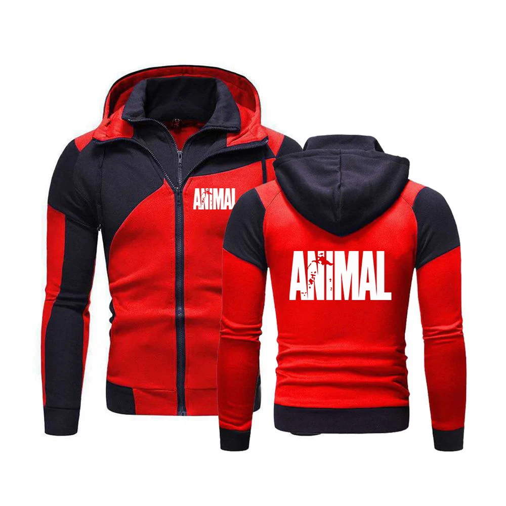 

2026 Personality Diagonal Zipper Hoodies Spring And Autumn Men's Animal Letter GYM Logo Print Best Seller Leisure Coat Jacket