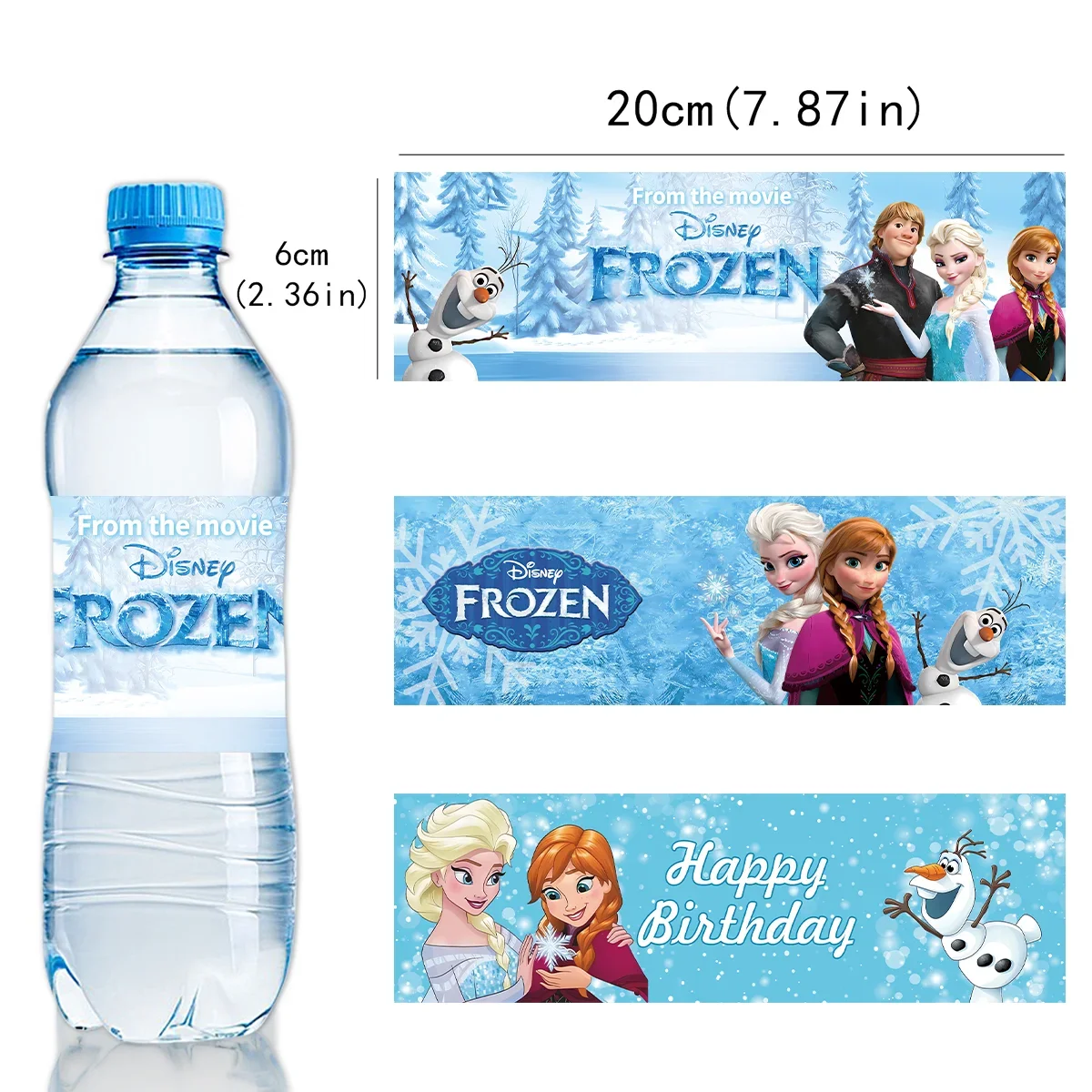 Disney Frozen Water Bottle Labels DIY Stickers Elsa Anna Girls Birthday Baby Shower Party Supplies Children's Event Decoration