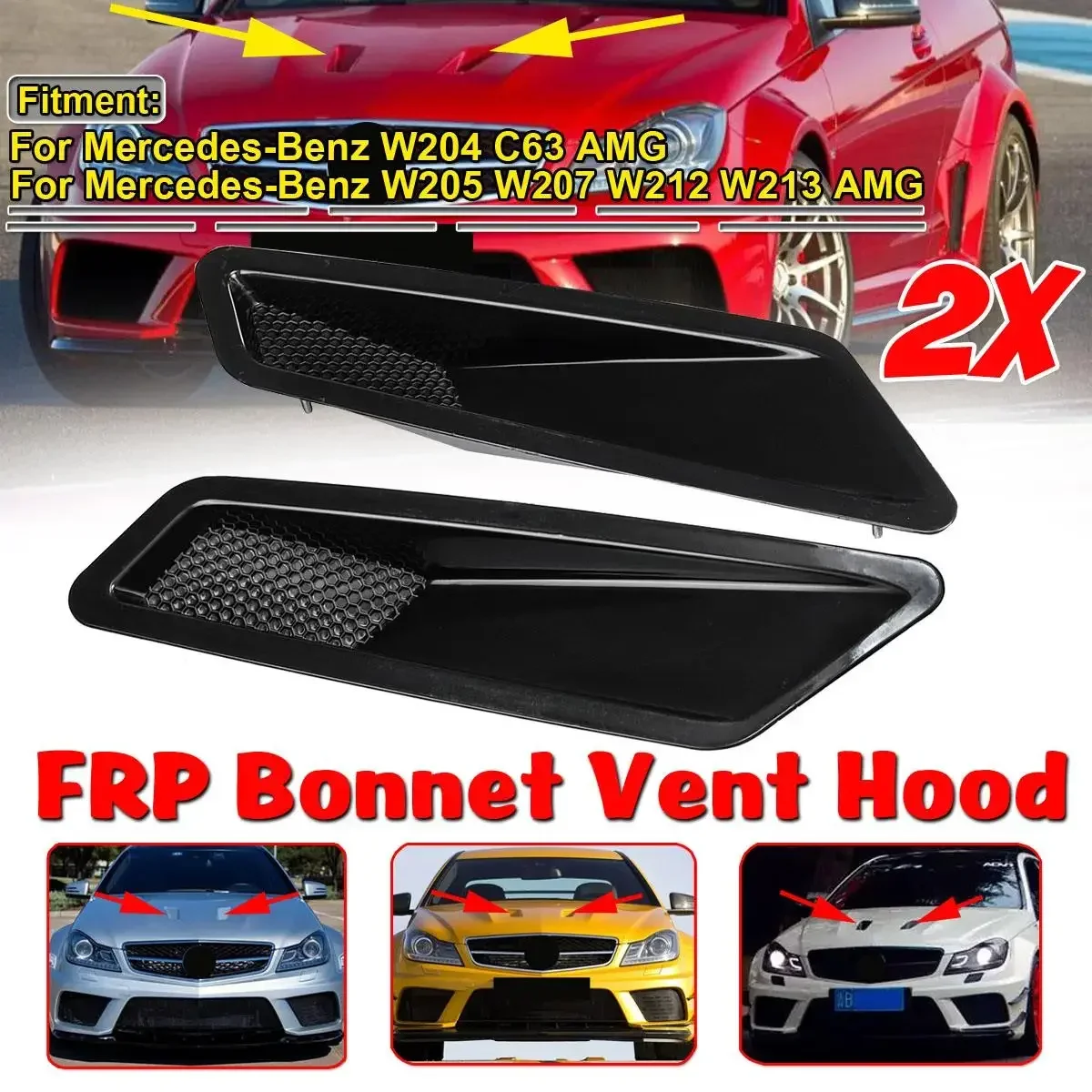 2x Car Air Hood Vent Air Intake Scoop Bonnet Louvers For Mercedes For Benz W204 C63 W205 W207 W212 W213 For AMG Sedan For Coupe
