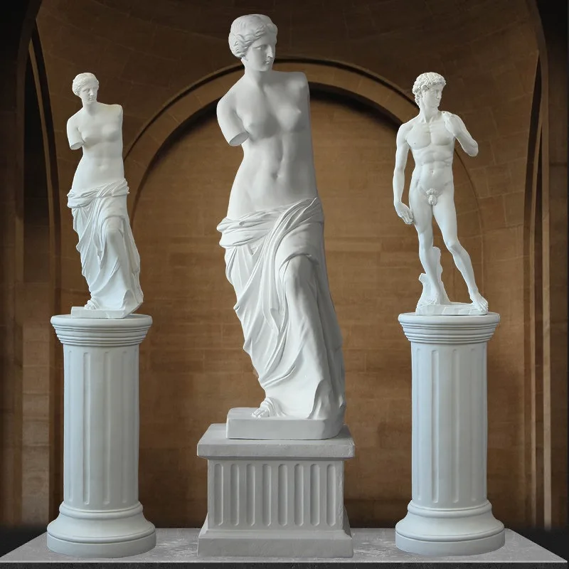 Venus imitates a plaster statue of David, a full-body fiberglass sculpture decorative ornament