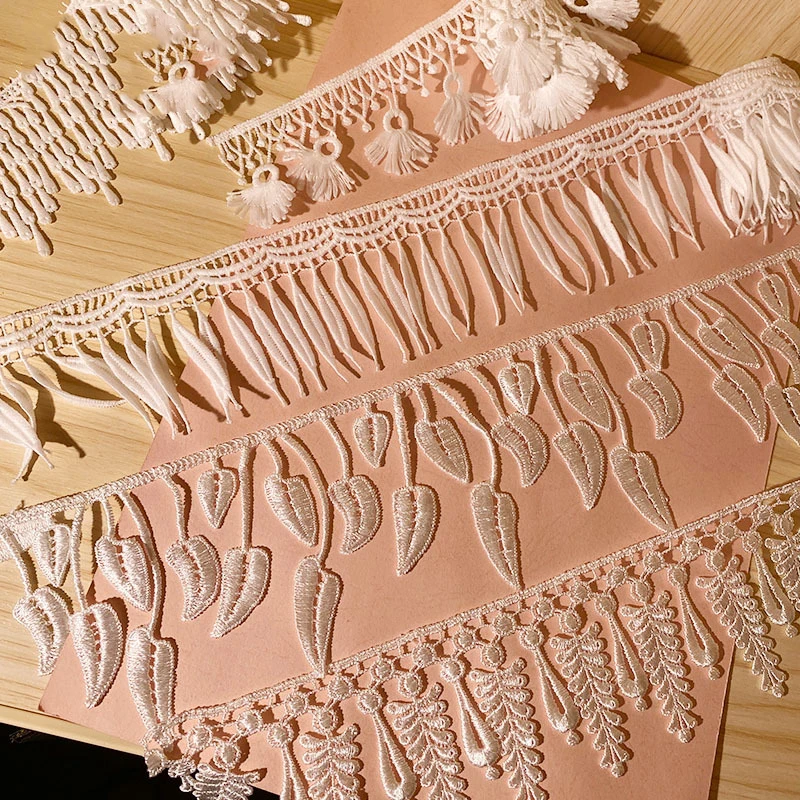 20 Meter Witte Kwast Franje Kant Stof Trim Lint Diy Naaien Bruids Applique Kraag Dubai Guipure Jurk Trouwdecor