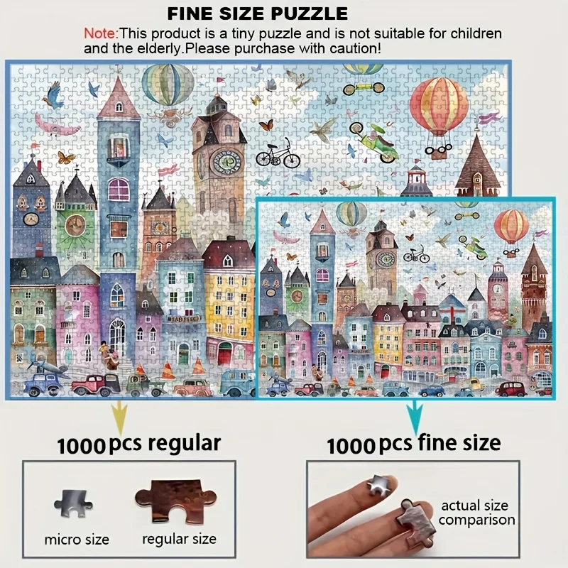 Puzzle per Adulti con Scena di Città Fiabesca Colorata e Fantasiosa, Gioco Intellettuale, Decorazione per Casa e Tempo Libero