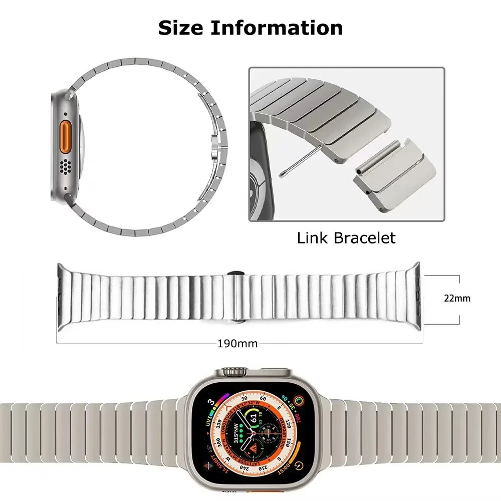Для Apple Watch Band 8 9 10 46 мм 45 мм 41 мм iWatch Ultra 49 мм 6 SE 5 4 44 мм 40 мм ремешок из нержавеющей стали, браслет, аксессуары