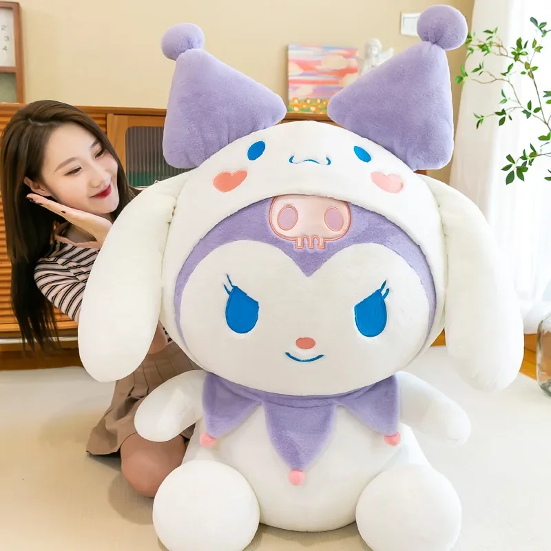 SanrioTransformation Kuromi Cinnamoroll Big Size Plush Doll Kawaii Plushies Soft Stuffed Toy Pillow Children Girls Birthday Gift