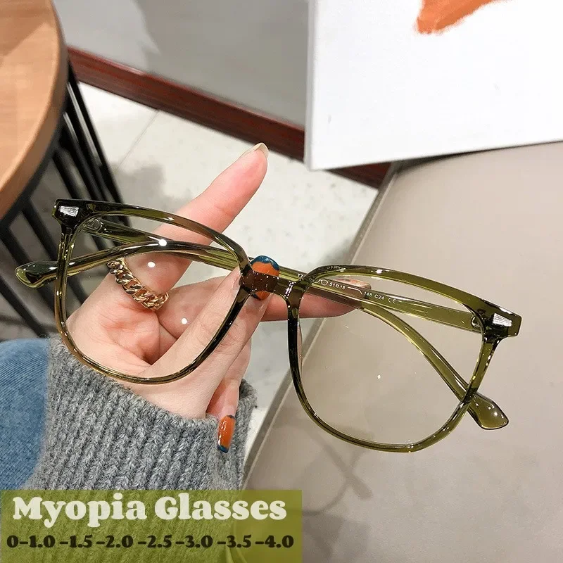 

Luxury Design Anti-blue Prescription Eyeglasses Women's Large Square Myopia Glasses Unisex Classic Vintage Diopter Eyewear