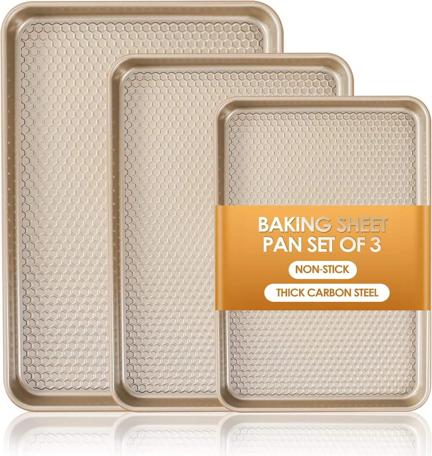 

Набор из 3 противней для выпечки, антипригарные противни из углеродистой стали с текстурой, коммерческие, размеры Half/Quarter