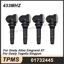 Sensor de pressão dos pneus TPMS, apto para Geely, Atlas, Emgrand X7, Tugella, Xingyue, 01732445, 433MHz, 1 Pc, 4Pcs