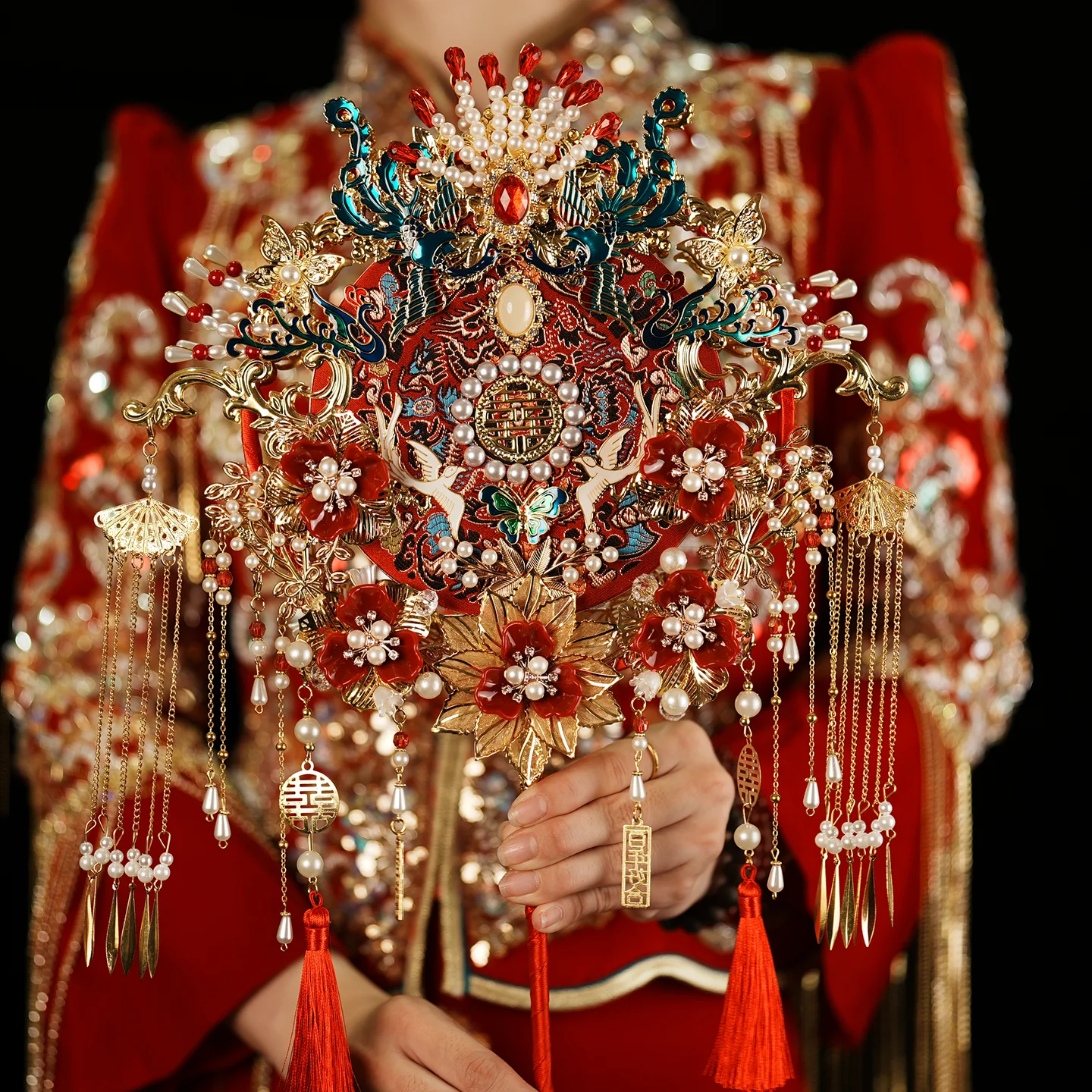 Eventail-de-mariage-fait-a-la-main-double-face-kit-de-materiel-de-bricolage-pour-demoiselle-d'honneur-cadeau-parfait-pour-les-nouveaux-maries-artisanat-chinois-traditionnel-crt