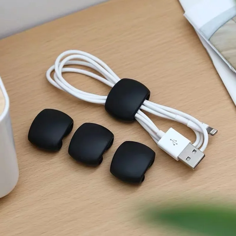 

4pcs/set Candy Color Cable Winder Portable Travel USB Charging Line Cable Fixing Tie Strap Clips Desk Organizer