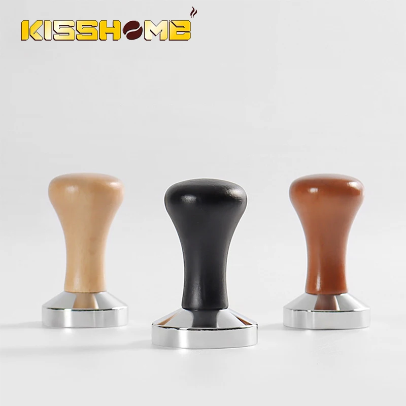 

Coffee Tamper 51MM 53MM 58MM Beech Soild Wood Flat Base Espresso Powder Hammer Barista Tool Cafe Accessory