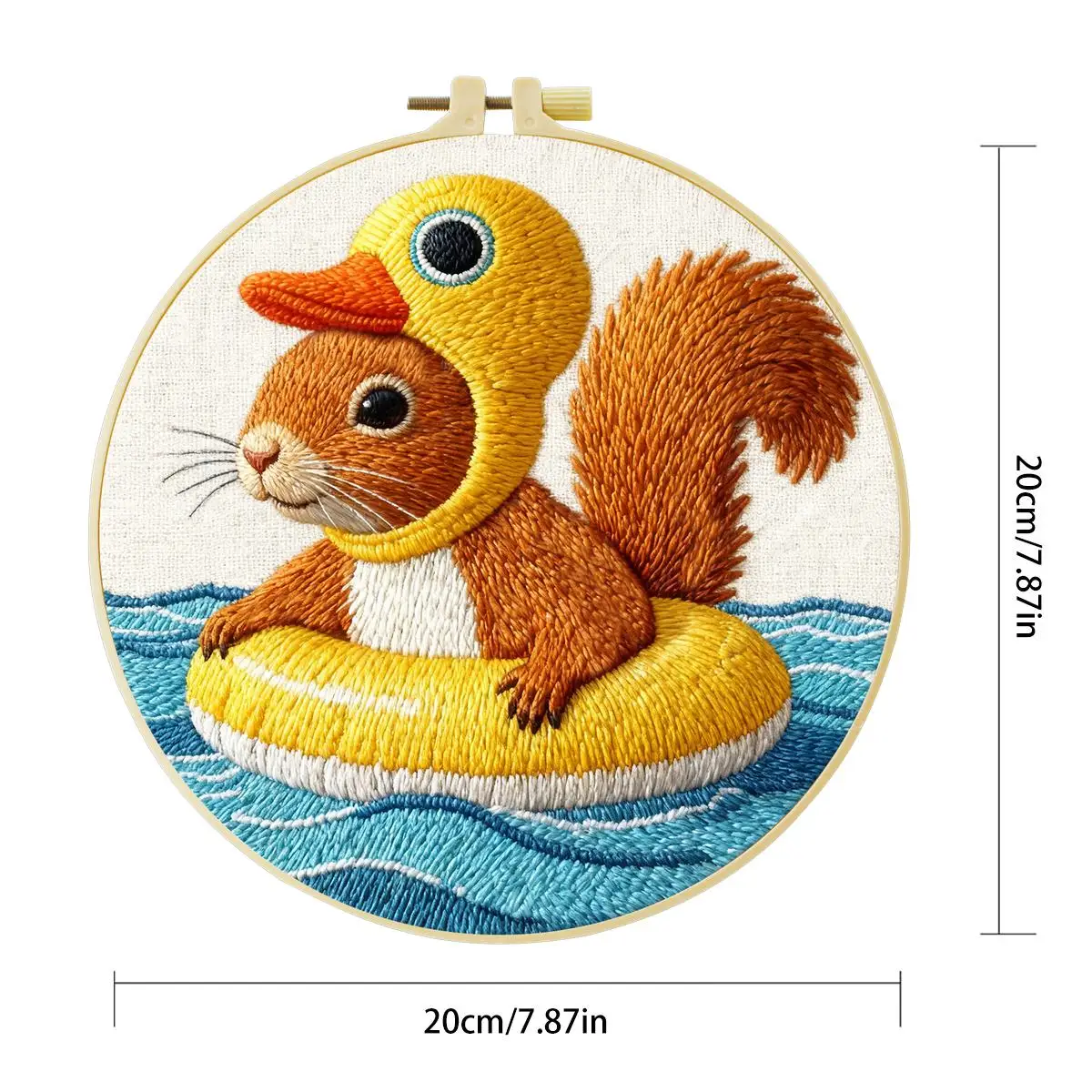 1 Stück 20X20CM/15X15CM 7,87/6,3 Zoll Das schwimmende Eichhörnchen Stickerei-Starter-Kit DIY-Kit DIY-Stickerei-Kit Handarbeiten – Detail 2