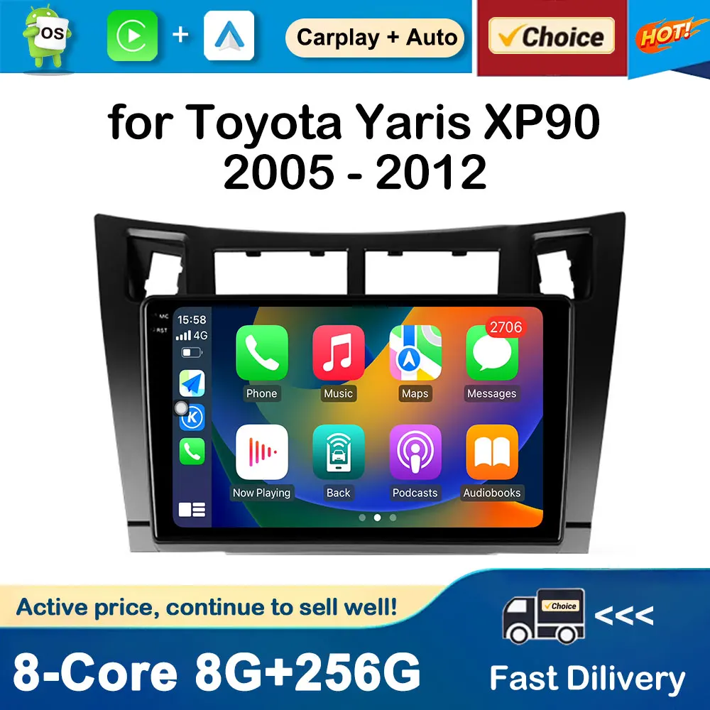 

9 inch Android OS GPS Navi BT for Toyota Yaris XP90 2005 - 2012 Car Radio Multimedia Player Carplay DSP Stereo WiFi Auto Tools