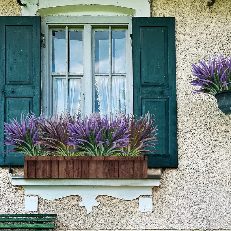 1/4 Stück, UV-beständige künstliche Pflanzen für den Außenbereich – hohes Gras, tropische Blumen und Sträucher – perfekt für das ganze Jahr und für den Innenbereich – Detail 5