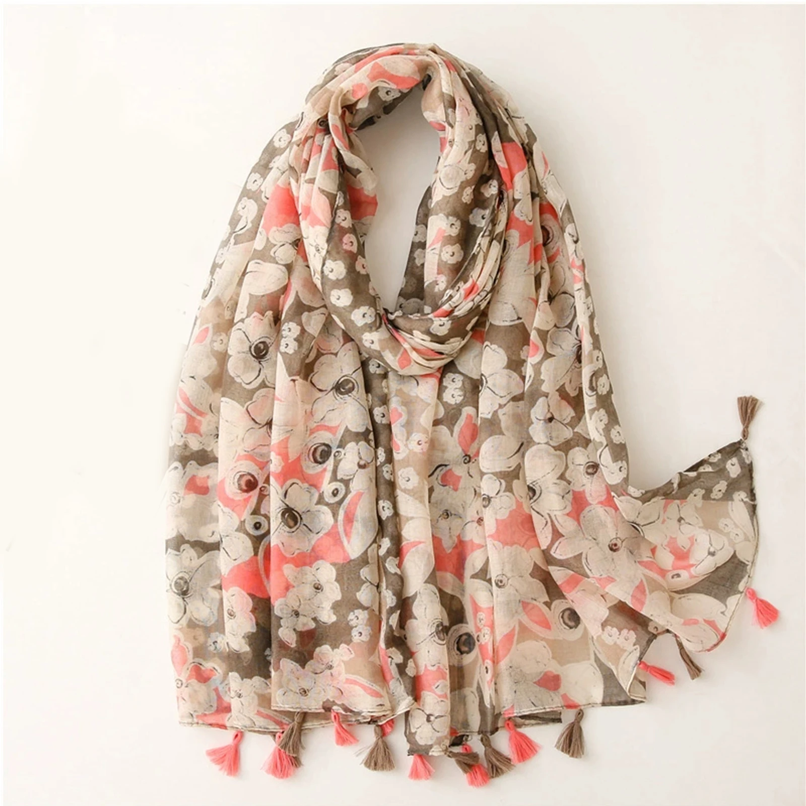 180 * 85cm Bandanna Muslim headscarf outdoor cotton and linen scarf the four seasons warm tassel shawl popular print beach towel