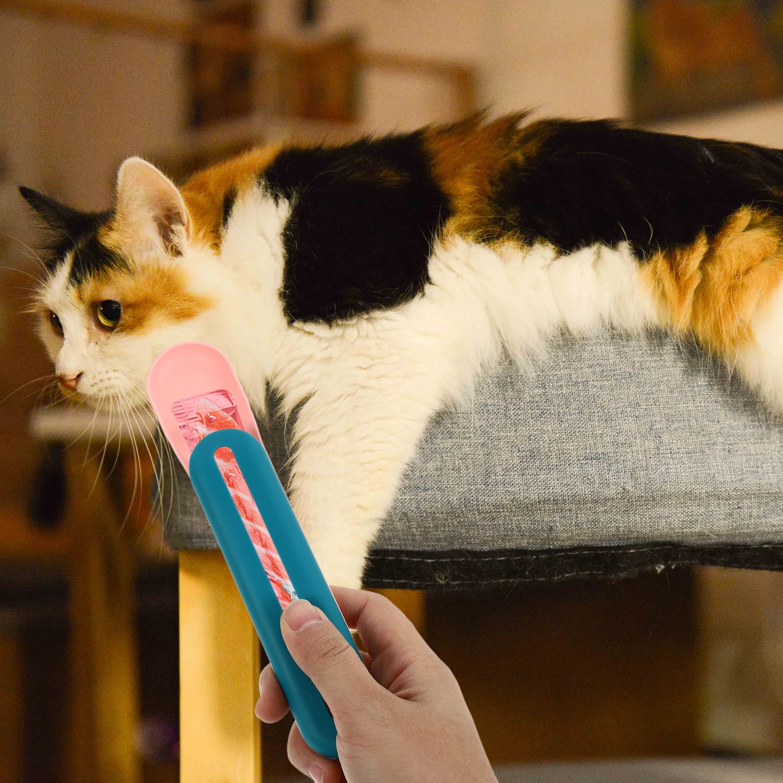 

Cat Feeder Spoon Pet Spoons Food Scoop Treat Kitten Plastic Liquid Strip Feeding