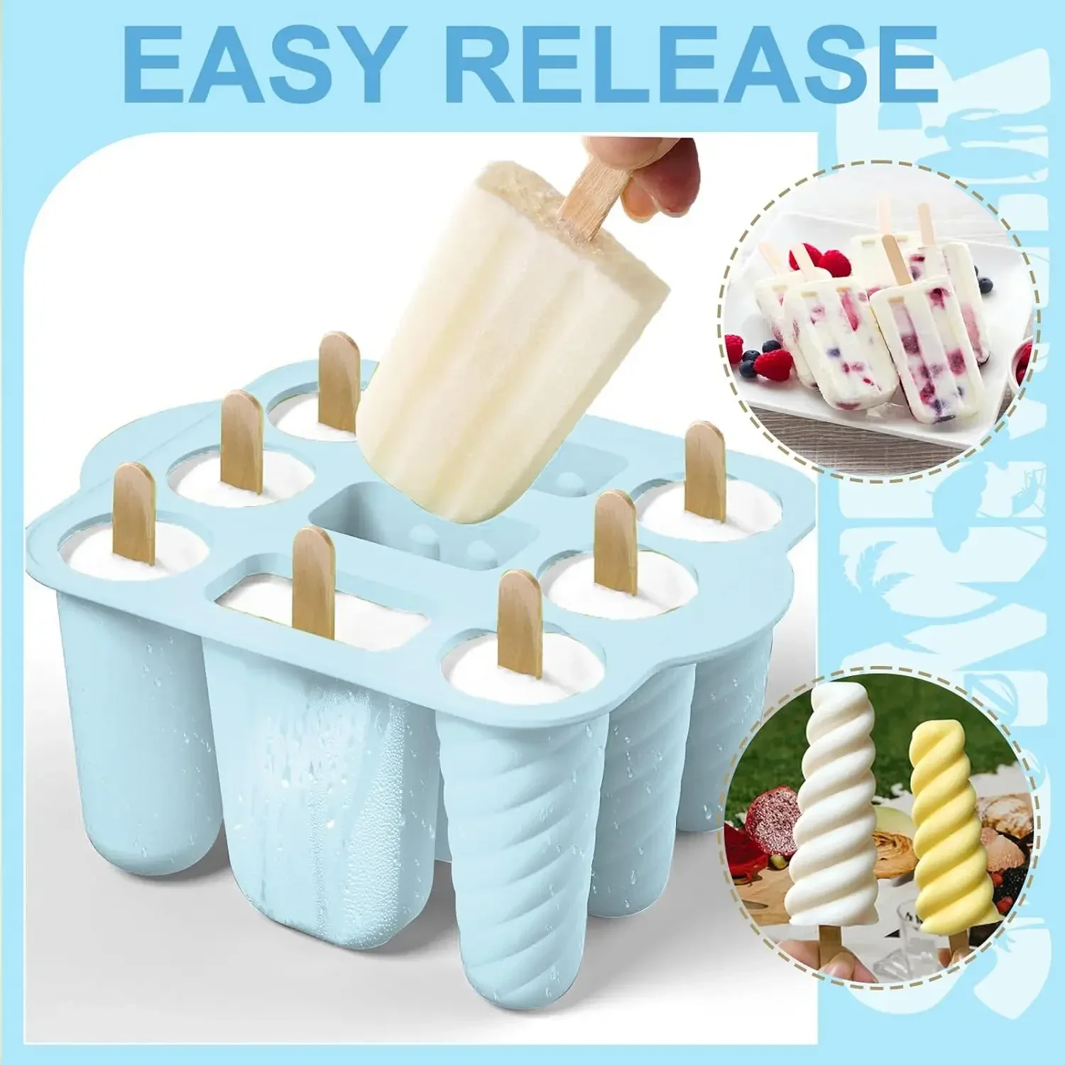 Silicone Popsicle Molds, Ice Pop Cream Mold, Popsicle Molds with Sticks, Ice Popsicle Maker-BPA Free