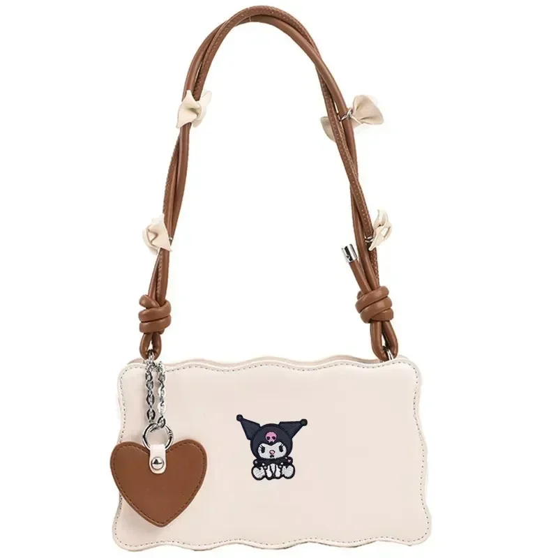 Torba na ramię Sanrio Hello Kitty, modna torebka pod pachę dla niemowląt Kuromi, torebka do przechowywania z PU, torebka, nowa letnia torebka listonoszka z kokardą dla dziewczynki