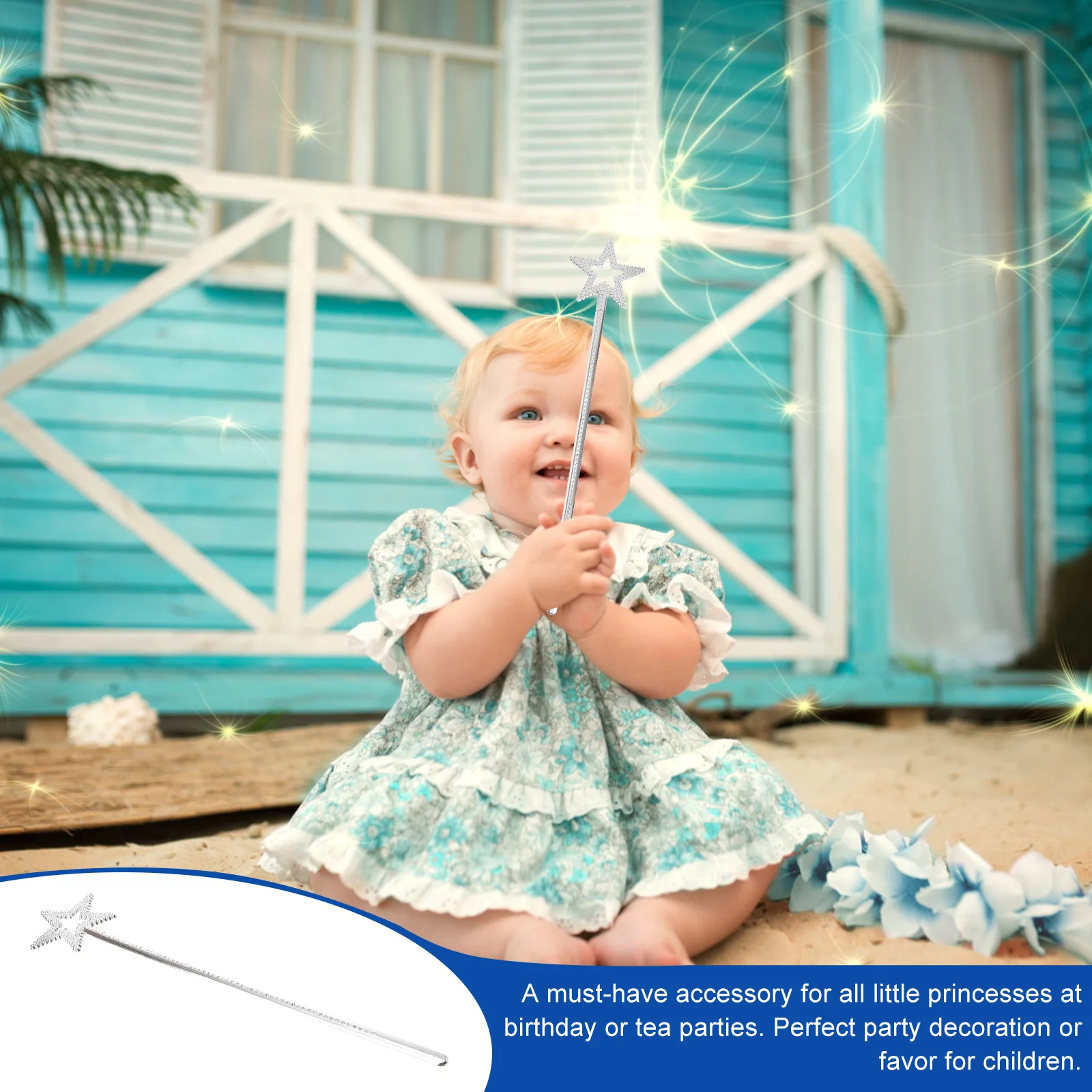 ไม้กายสิทธิ์รูปดาว 1 ชิ้น สำหรับงานปาร์ตี้ธีมวันเกิดเด็กผู้หญิง งานวันหยุด อุปกรณ์เสริมชุดเจ้าหญิง สีเงิน