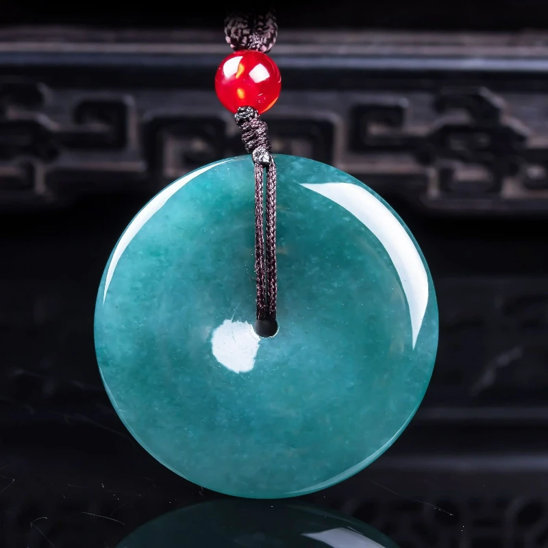 

Natural A-grade Jade Safe Buckle Jadeite Seiko Pendant Necklace for Men and Women Couple Fine Jewelry Holiday Party Gift