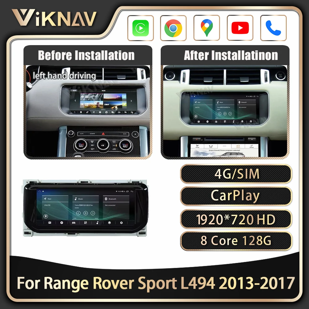 Viknav Android For Range Rover Sport L494 2013-2017 Car Radio Stereo  GPS Multimedia Plyerith AC Panel Climate Control