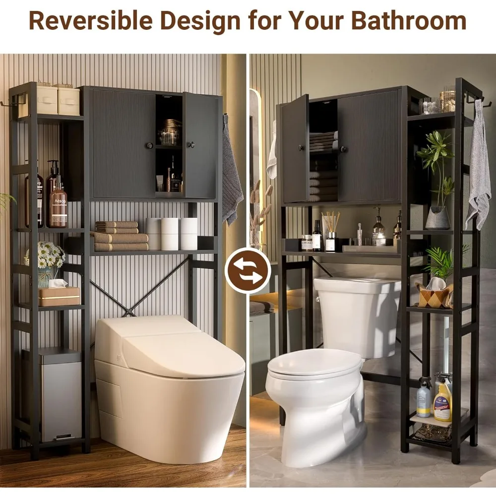 منظم حمام قائم بذاته مكون من 7 طبقات مع أرفف قابلة للتعديل وتخزين الأبواب