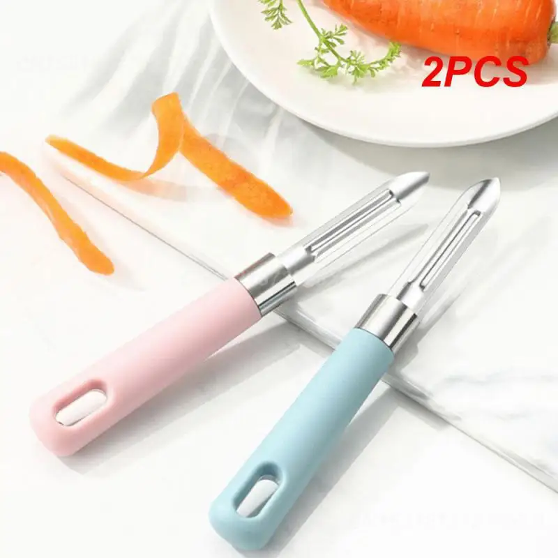 2PCS Paring Knife Sharp Blade Eye Control Design Blue Peeler Planer Tool Anti-skidding Flexible And Adjustable Stainless Steel