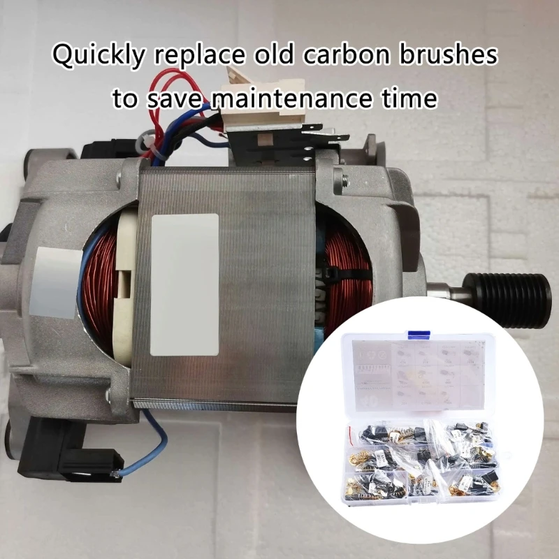 40 قطعة مجموعة فرش الكربون المحرك الكهربائي لإصلاح وصيانة أداة السلطة انخفاض الشحن