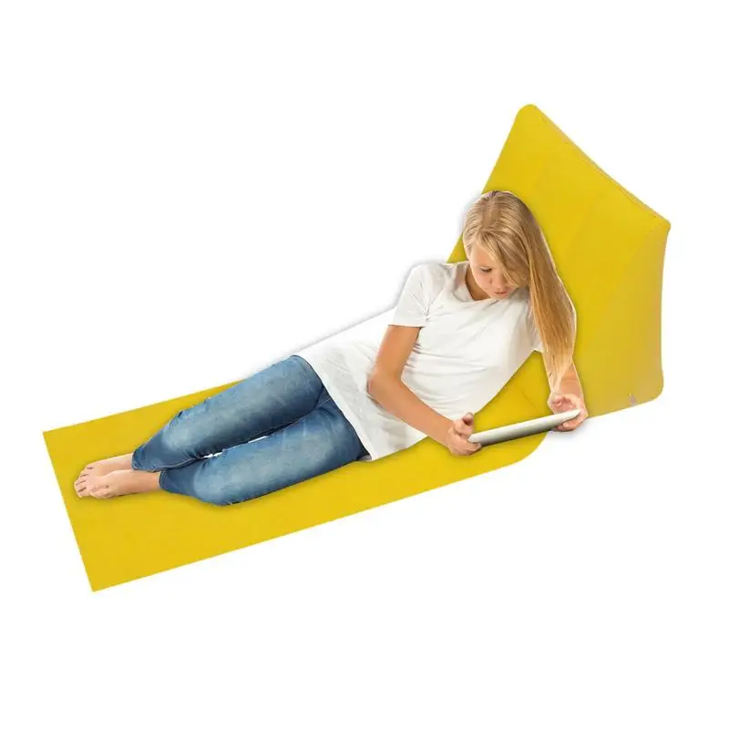 Inflatable Pillow Triangle Cushion Foldable Beach Mat Flocking Backrest Pillow Outdoor Portable Pillow Cushion Travel Supplies