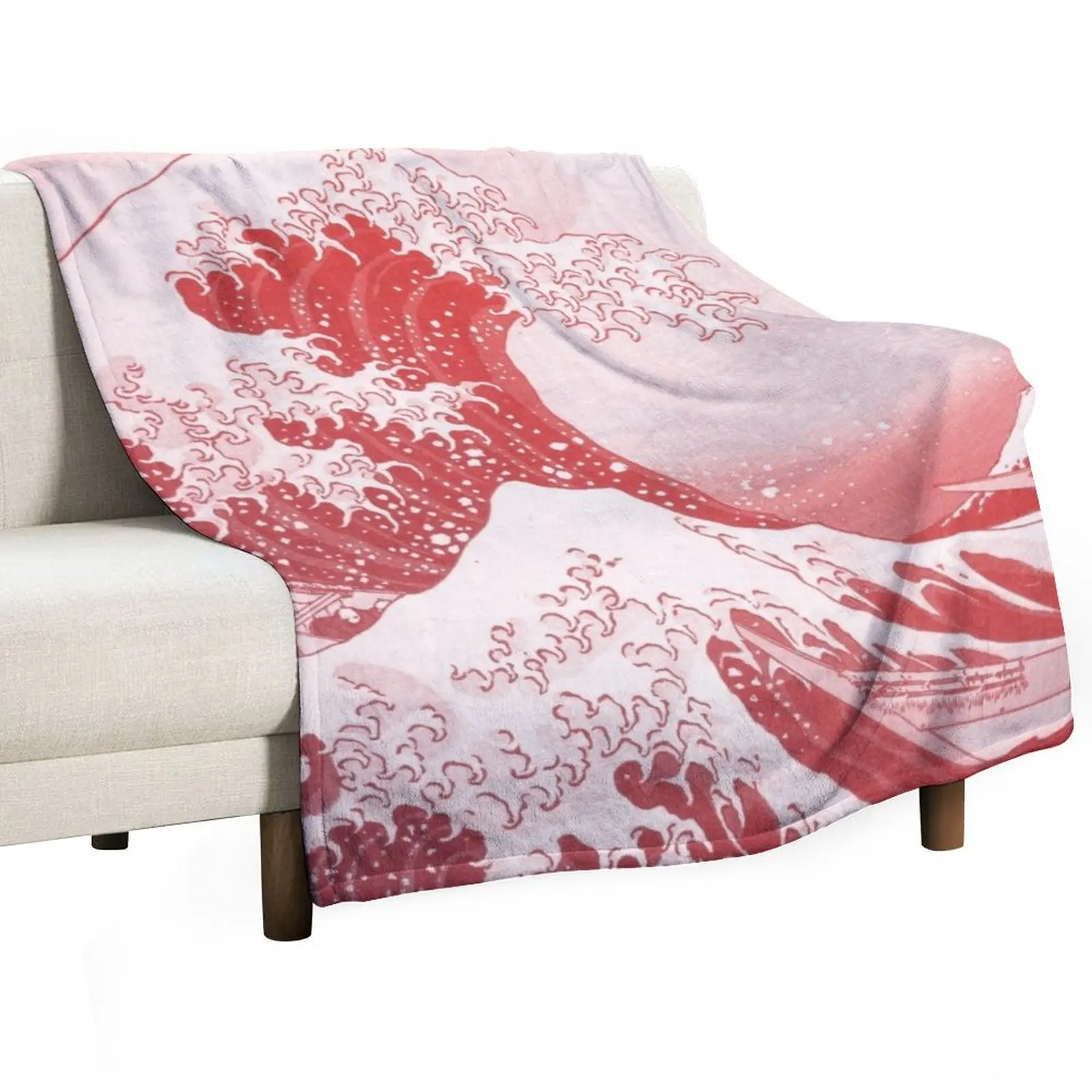 The Great Wave Off Kanagawa Japanese Wave Red Aesthetic Throw Blanket heavy to sleep wednesday Blankets