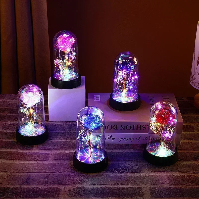 Rose Light Beautiful Realistic Looking Night Light Rose Eternal Flower Party Supplies LED Simulation Figurines Miniatures Decor