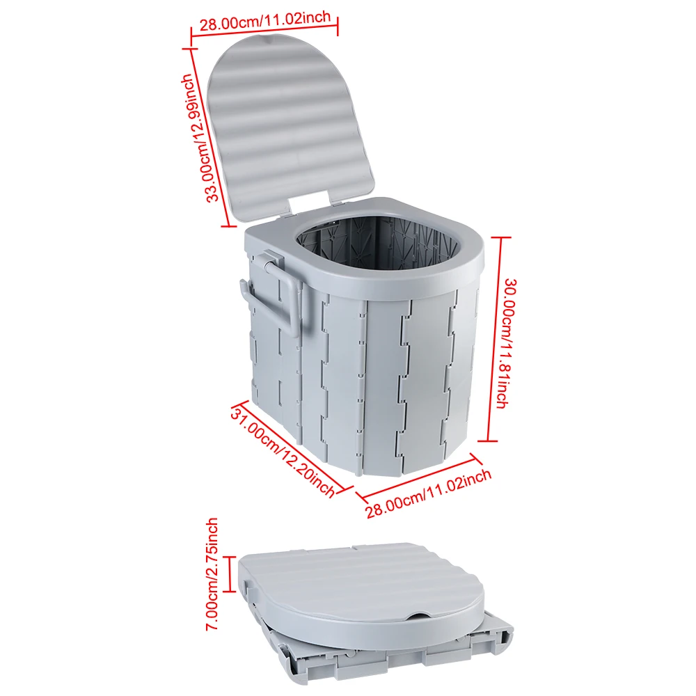 Folding Toilet with Lid Emergency Toilet Camping Toilet Travel Bucket Toilet Seat Portable Car Folding Toilets